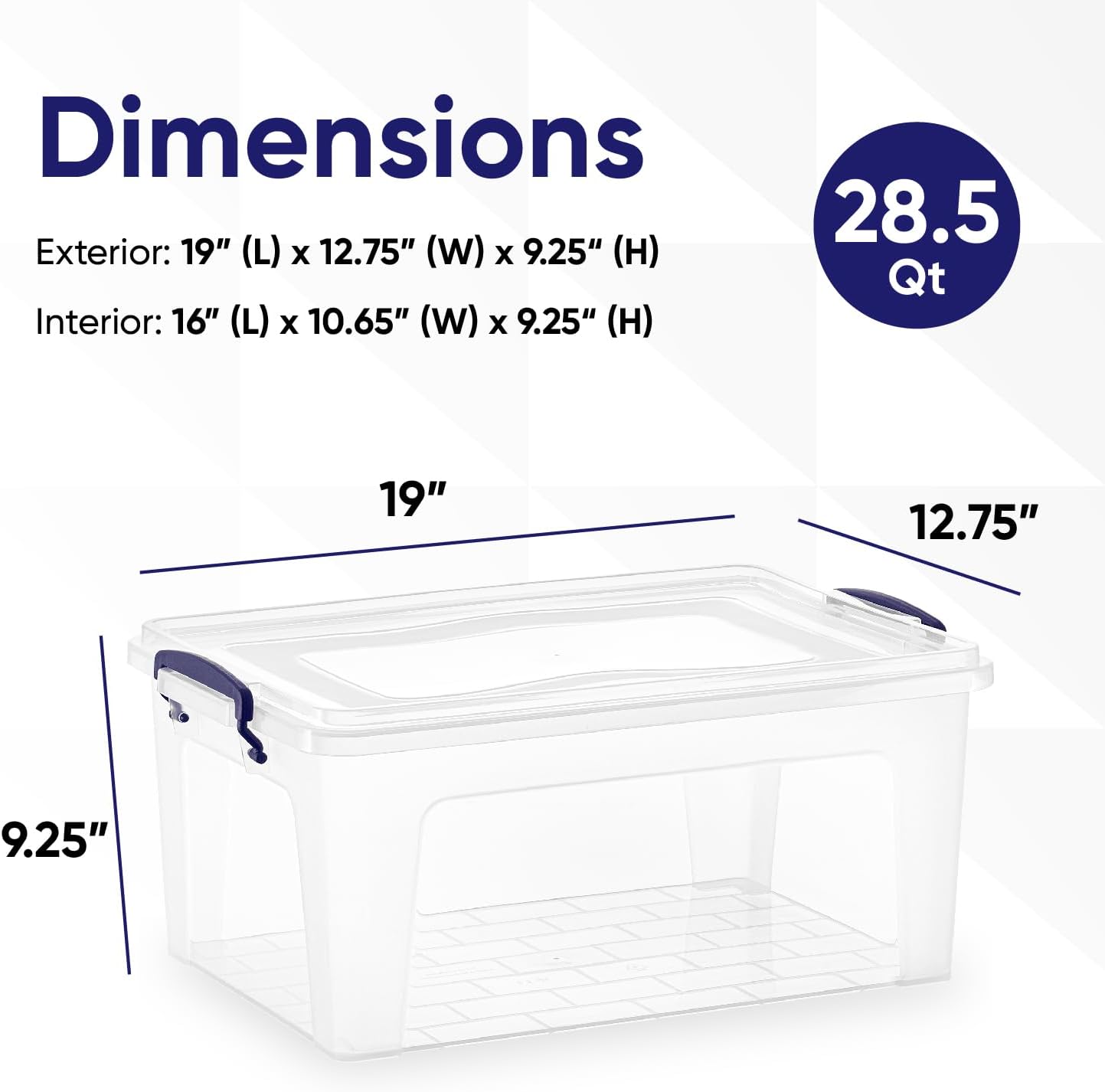Superio Storage Bins with Lids, Clear Plastic Containers for Organizing, Stackable Totes, BPA Free