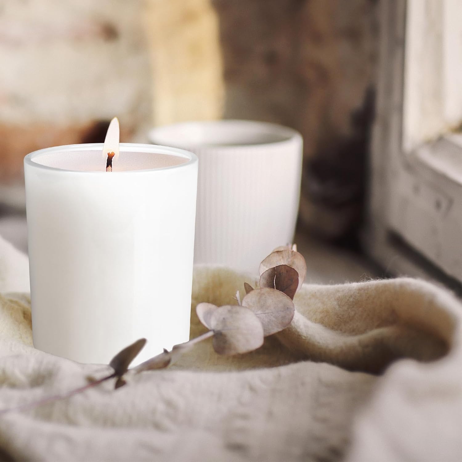 Thick Candle Jars for Making Candles 12 Pcs, 14 OZ Empty Jars with Wood Lids for Candle Making