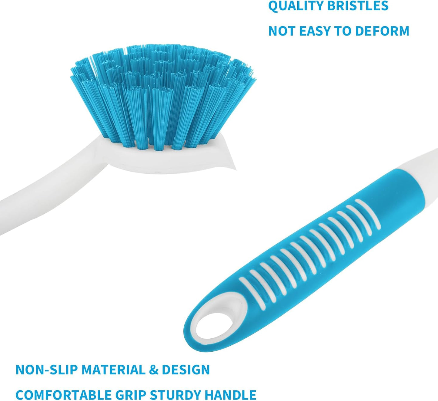 Dish Brush with Handle, 2 Pack Scrub Brushes with Built-in Scraper for Cleaning Kitchen, Pots, Pans