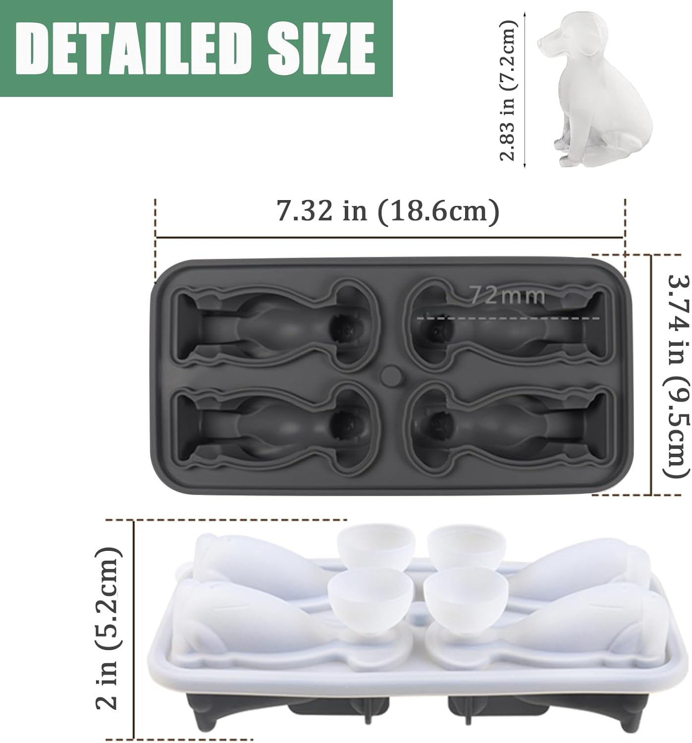 3D Labrador Dog Ice Cube Mold, Admaison Ice Cube Tray with Funnel for Cocktails, Bourbon,Brandy