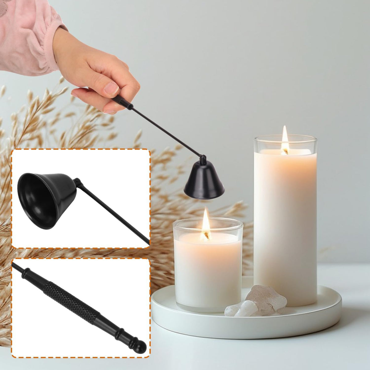 3 in 1 Candle Accessory Set(3 Set), Premium Candle Wick Trimmer, Candle Snuffer, Wick Dipper