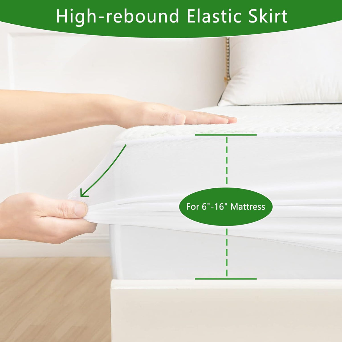 GOONIK Full Size Mattress Protector, Breathable Bamboo Viscose Waterproof Full Size Mattress Pad