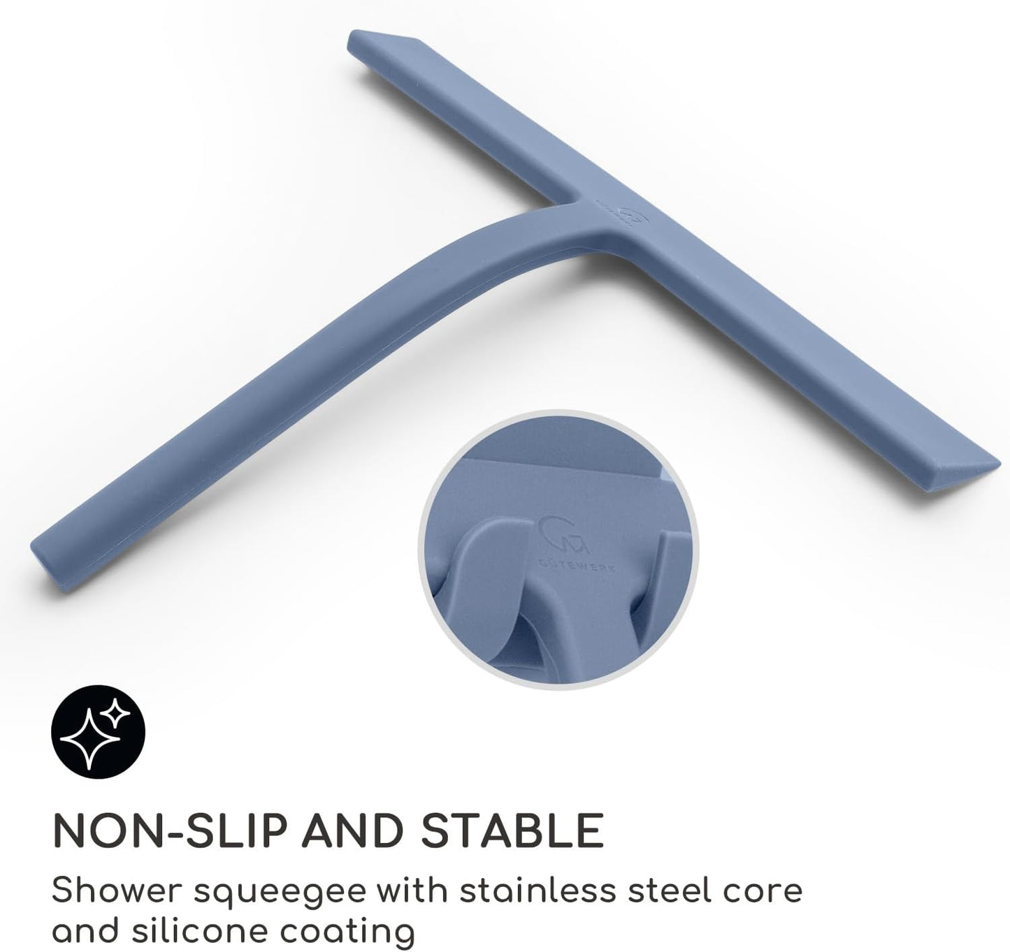 GÜTEWERK Shower Squeegee for Glass Doors, Silicone Window Squeegee, Bathroom and Glass Cleaning