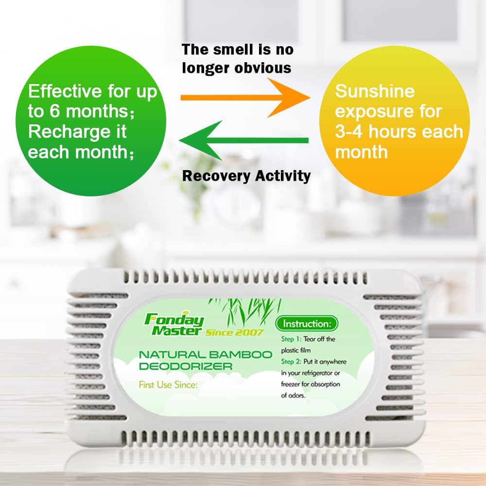 4Packs Fonday Refrigerator Deodorizer Odor Eliminator for Fridges Freezers Coolers Lunch Boxes