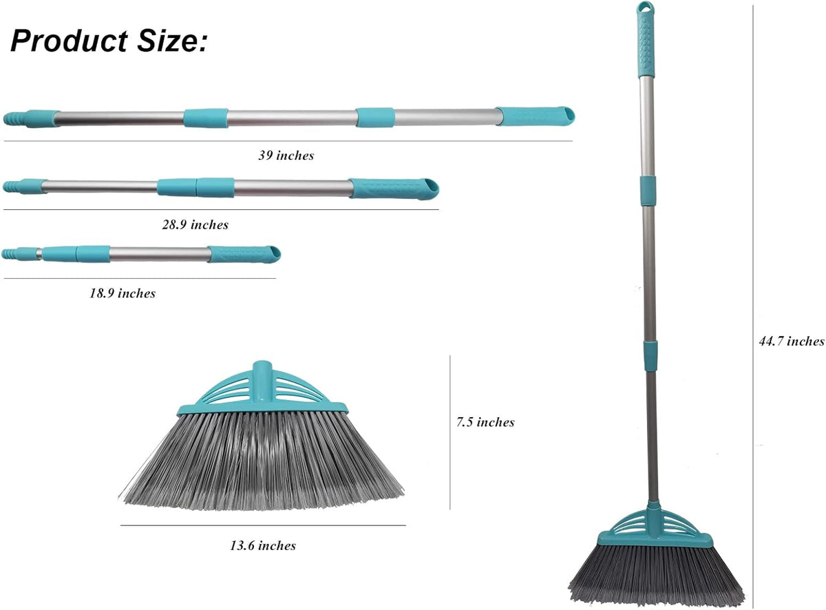 Three-Section Telescopic Aluminum Alloy Rod Long-Handled Broom for Housekeeping Garden Camping