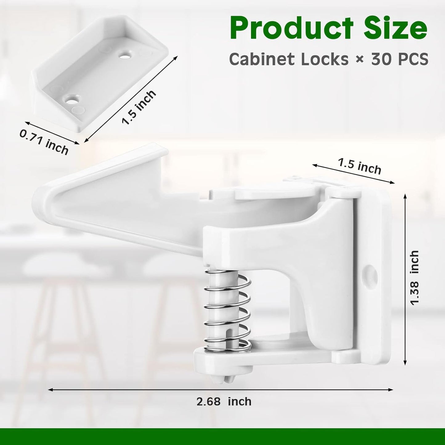 Tuanse 30 Pcs Cabinet Locks Invisible Safety Drawer Latches with Screws Self Adhesive Cabinet