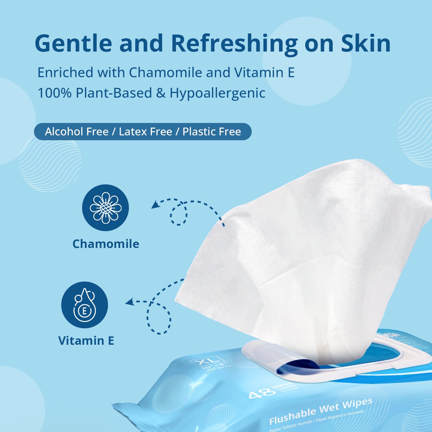 WhyWorry Flushable Wipes for Adults, Extra Large 8"x10" Butt Wipes for Toilet & Personal Cleansing