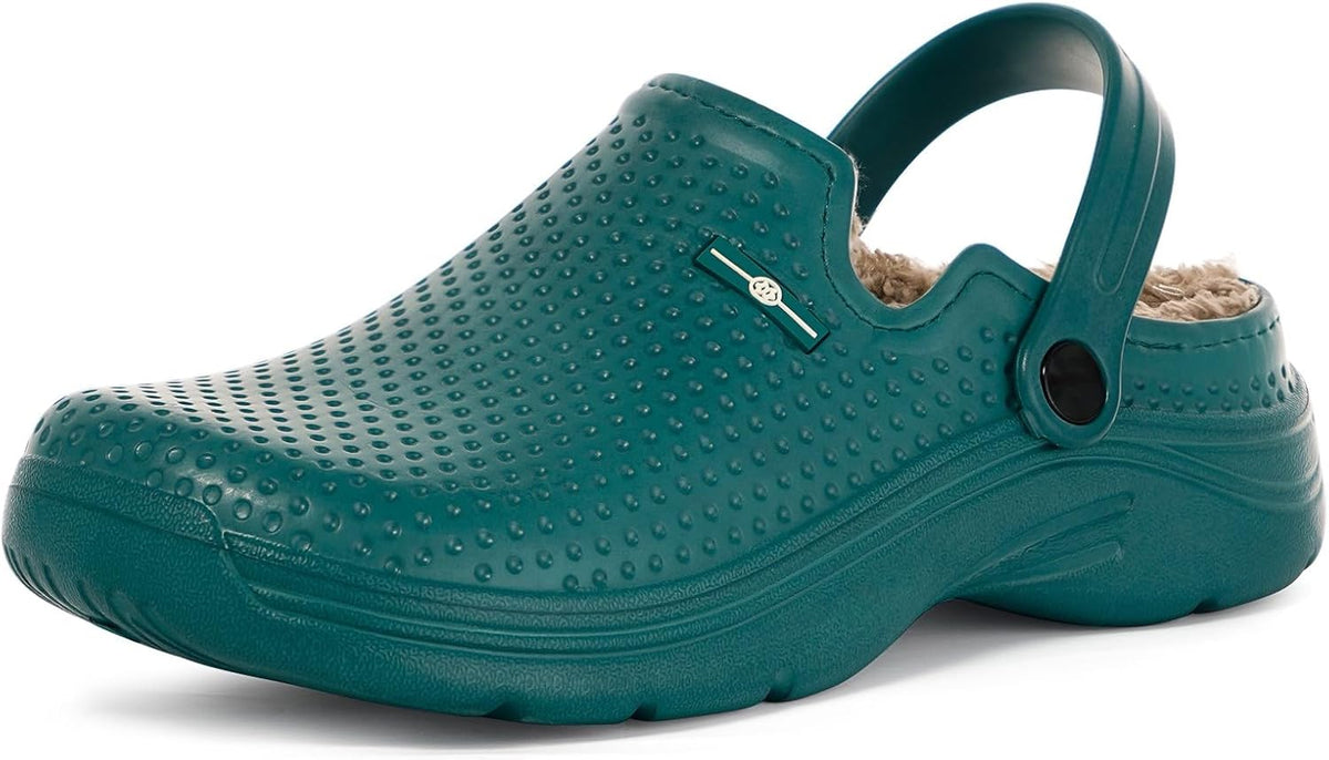 Womens Mens Fur Lined Clogs Waterproof Garden Shoes Winter Warm Fleece Lining Fuzzy House Home