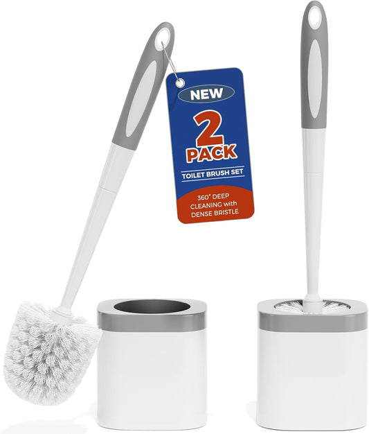 Toilet Brush, 2 Pack Toilet Brush and Holder Set Bathroom Accessories, Toilet Bowl Brush and Holder