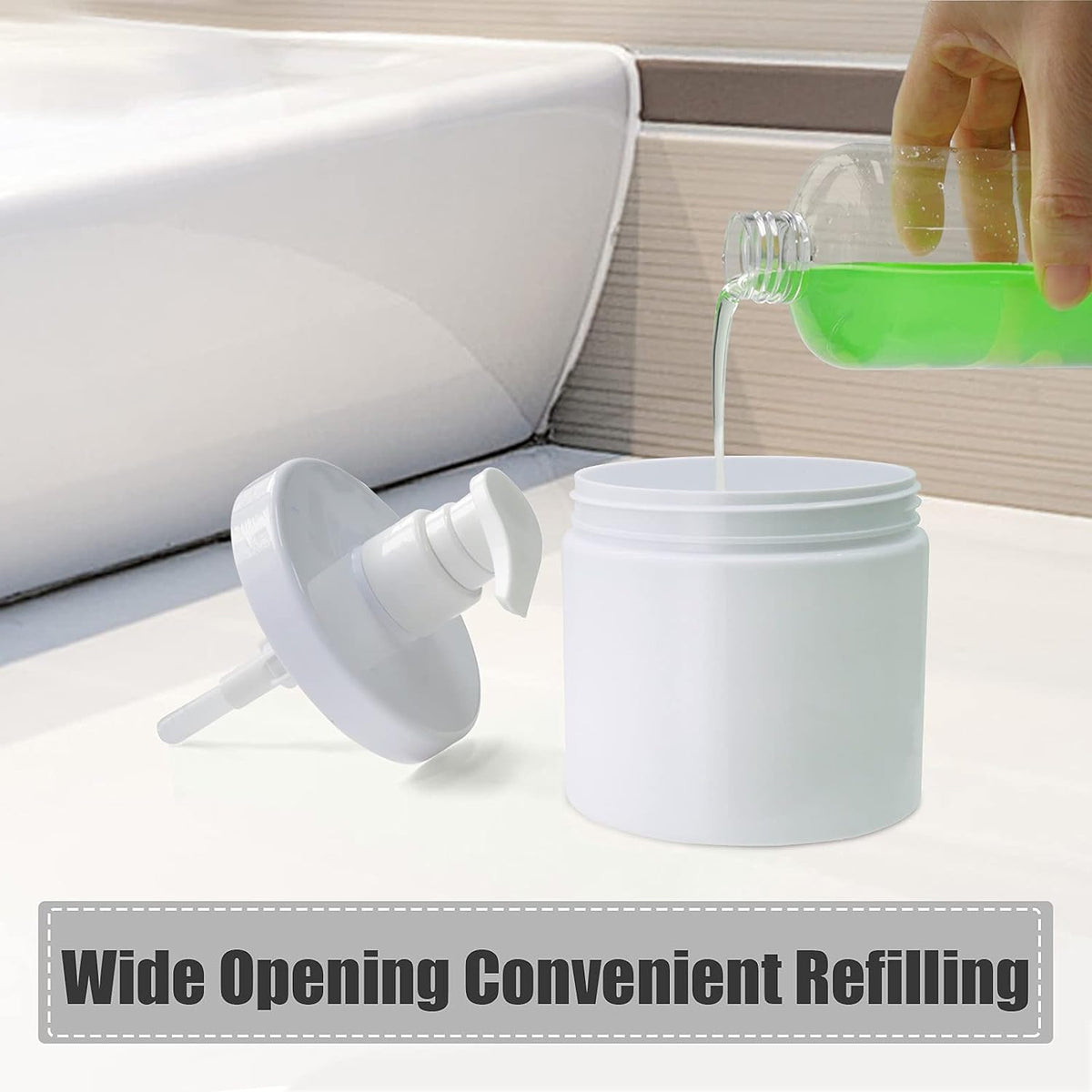 Cosywell Pump Bottle Dispenser Plastic Pump Bottles Refillable Bottles Wide Mouth Jar Style Empty