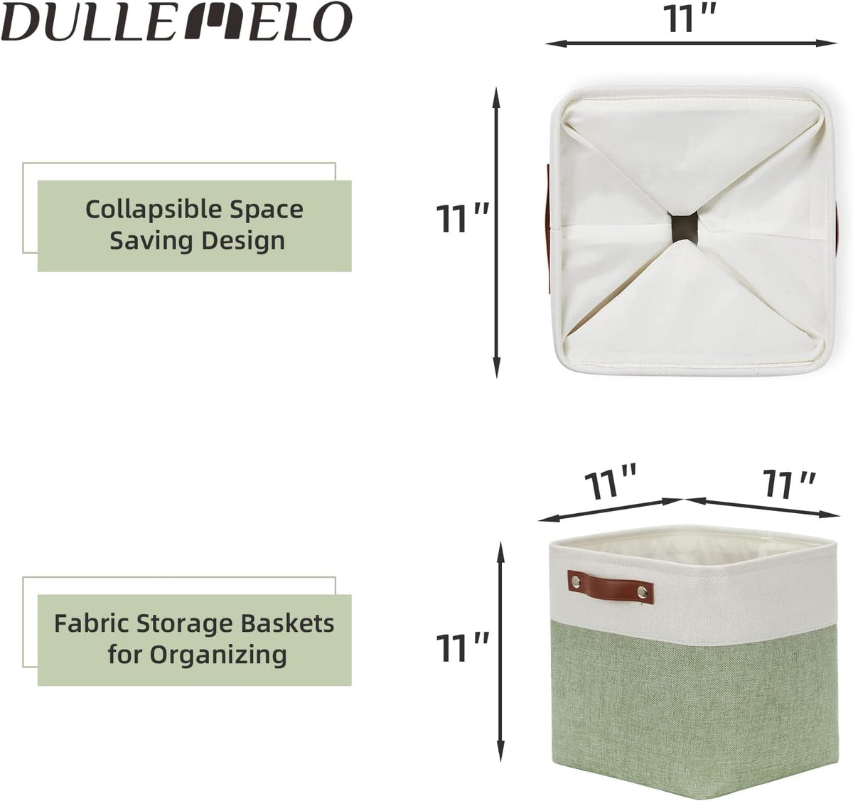 DULLEMELO Storage Baskets for Organizing, Fabric Storage Cubes for Dog Toy Box, 11 Inch Decorative