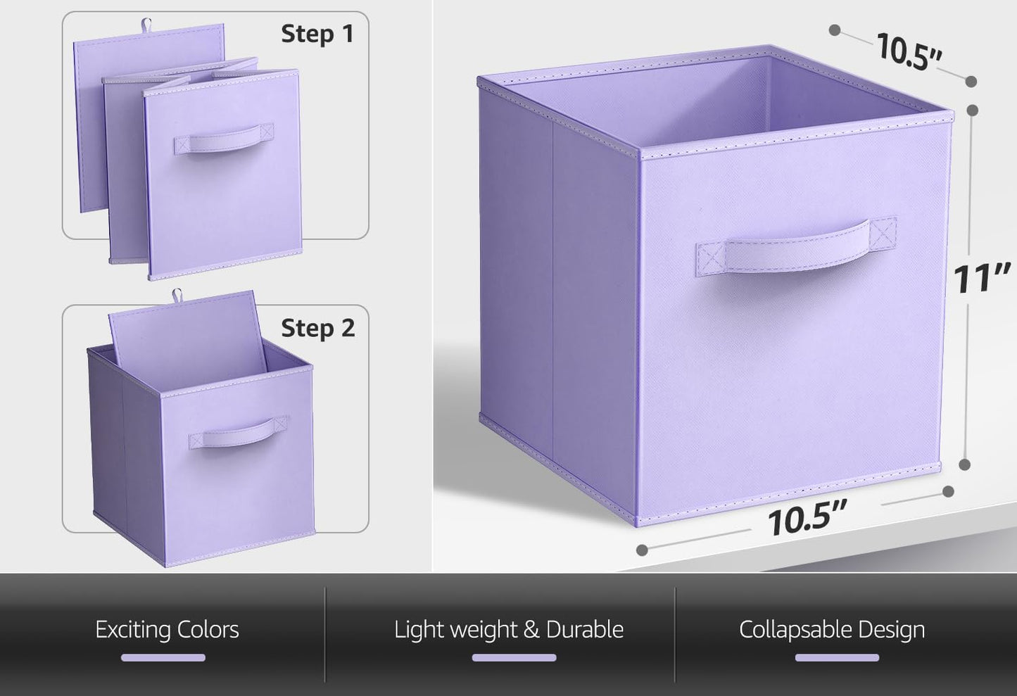 Sorbus Fabric Storage Cubes - 8 Foldable Storage Bins for Organizing Pantry, Cubbies, Toy Box