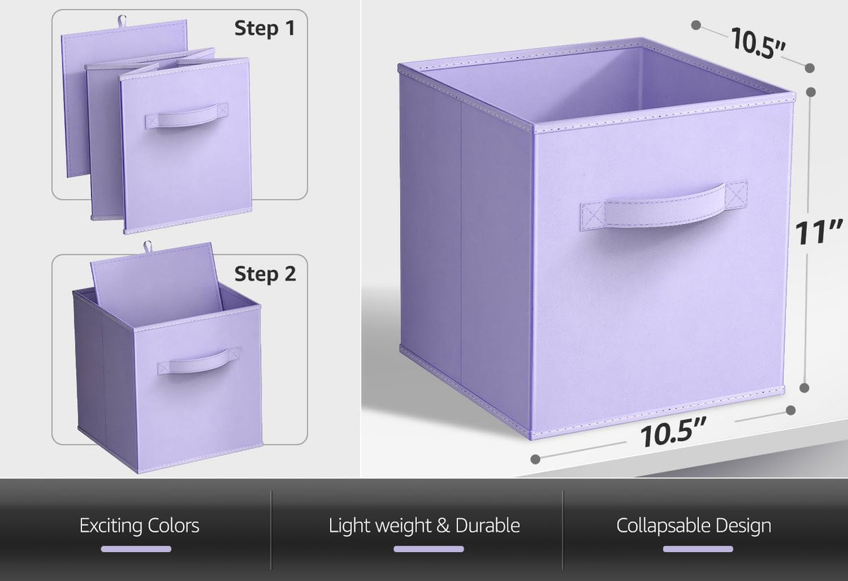 Sorbus Fabric Storage Cubes - 8 Foldable Storage Bins for Organizing Pantry, Cubbies, Toy Box