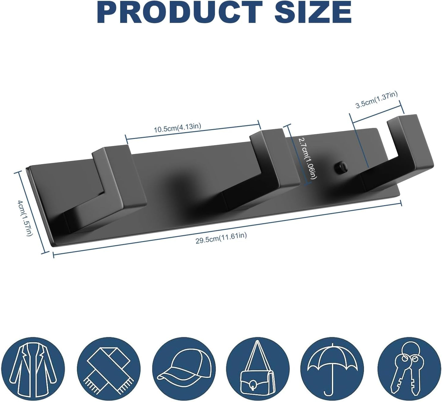 PMMASTO Coat Rack Wall Mount, Coat Hooks Wall Hooks for Hanging, Stainless Steel Coat Hanger Towel