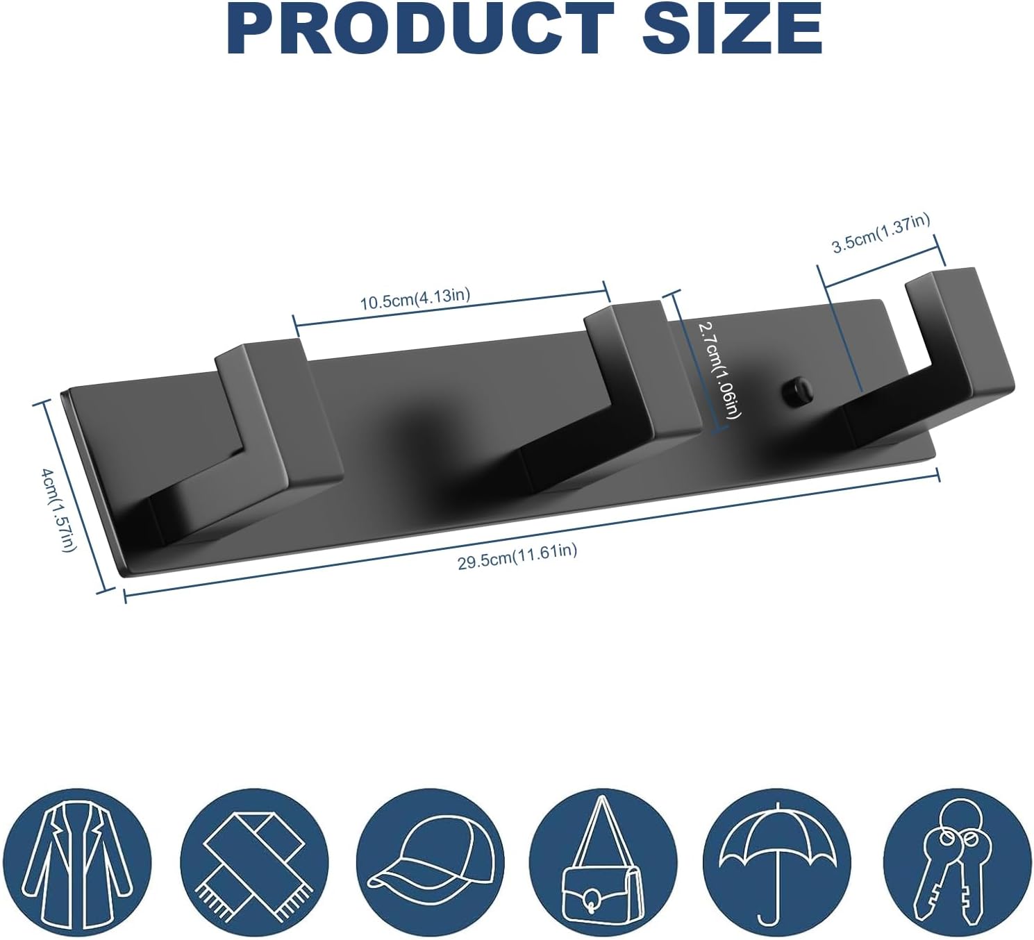 PMMASTO Coat Rack Wall Mount, Coat Hooks Wall Hooks for Hanging, Stainless Steel Coat Hanger Towel