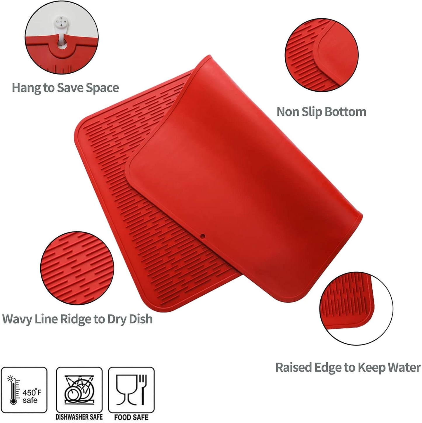 Silicone Dish Drying Mat for Multiple Usage,Easy clean,Eco-friendly,Heat-resistant Silicone Mat for