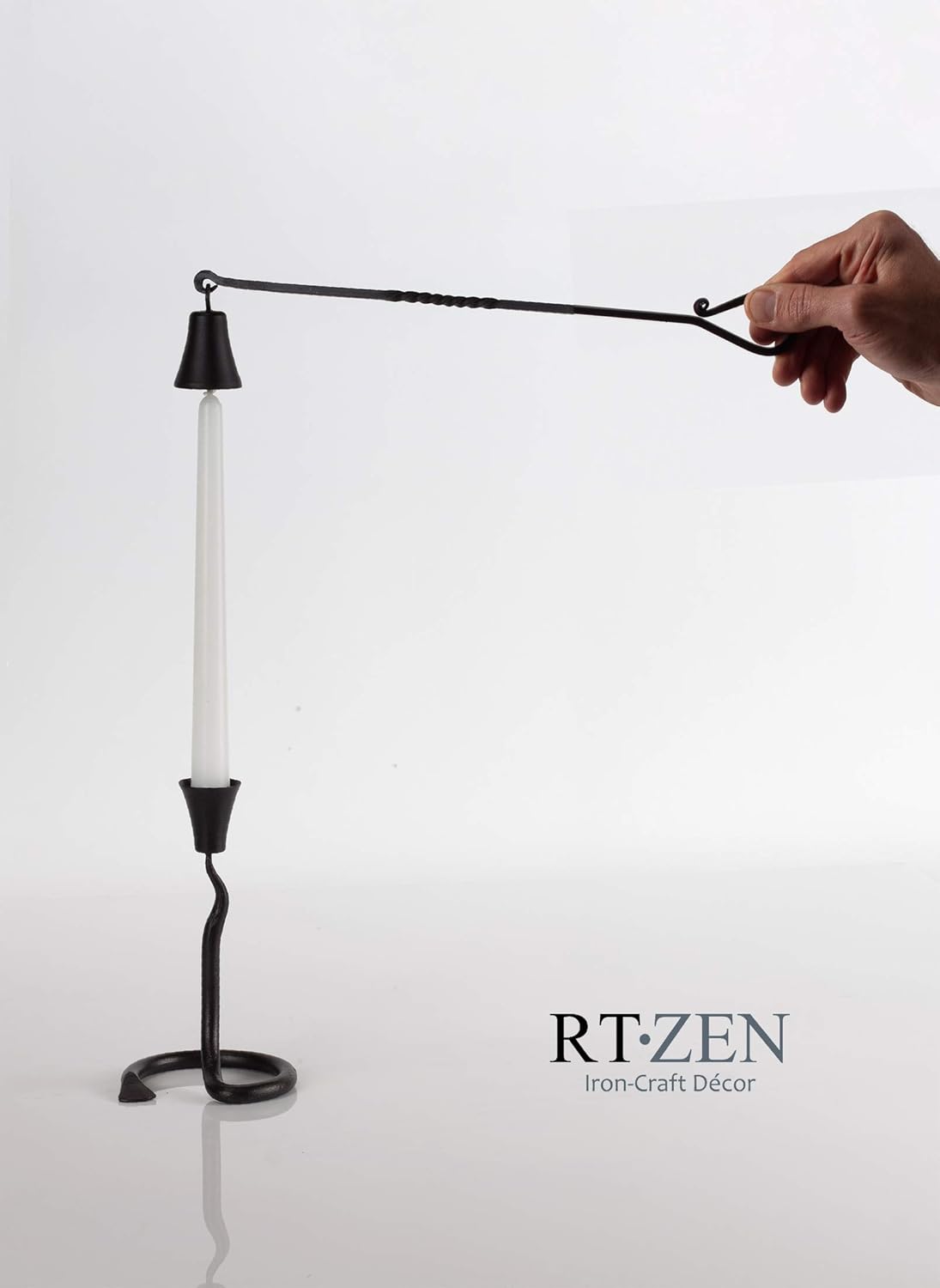 RTZEN Antique Bell Candle Snuffer - Handcrafted Decorative Rustic Wrought Iron Candle Extinguisher