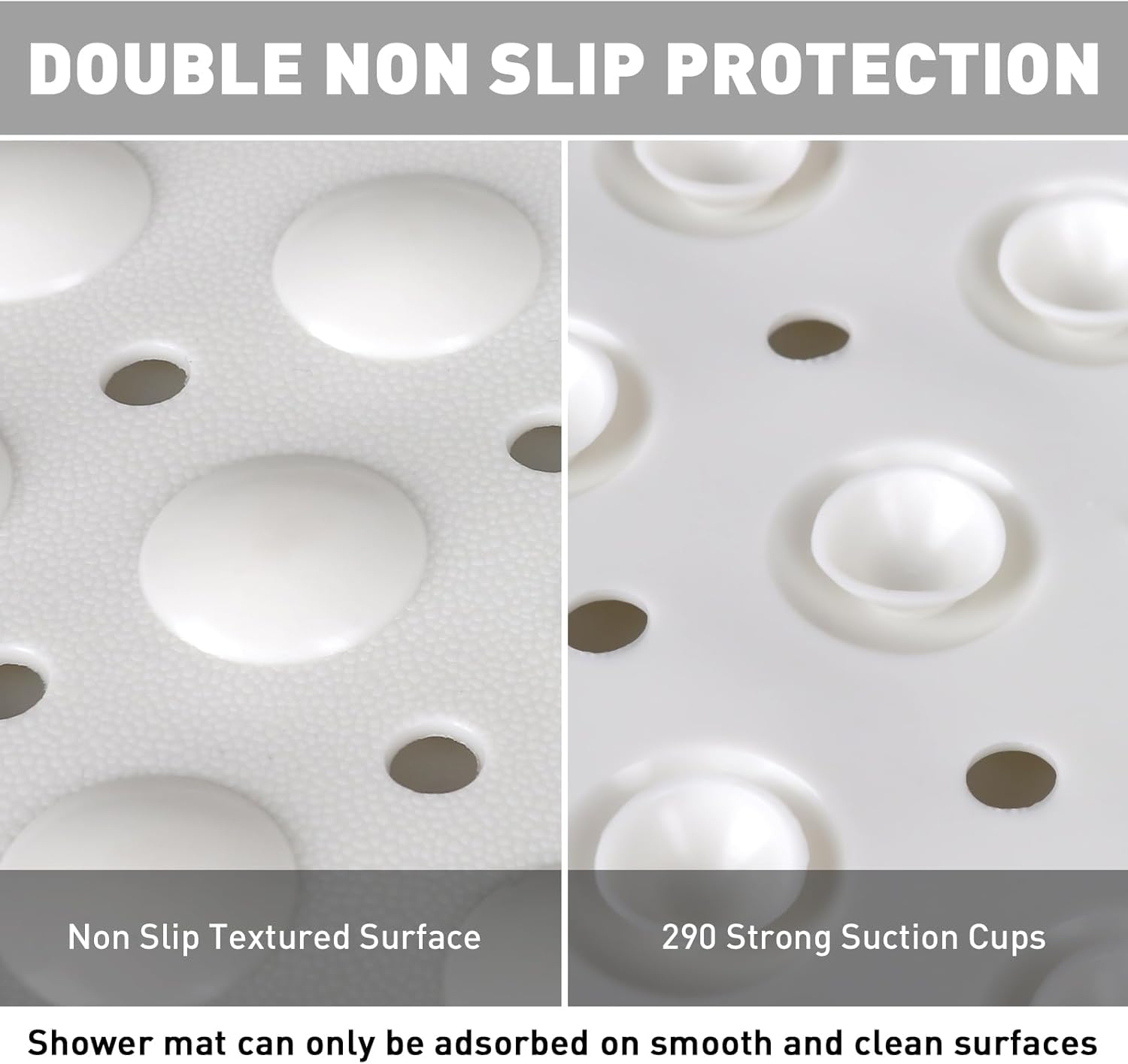 Shower Mat Non Slip: 35.4 x 23.6 Inch Extra Large TPE Shower Mats for Inside Shower - Anti Slip