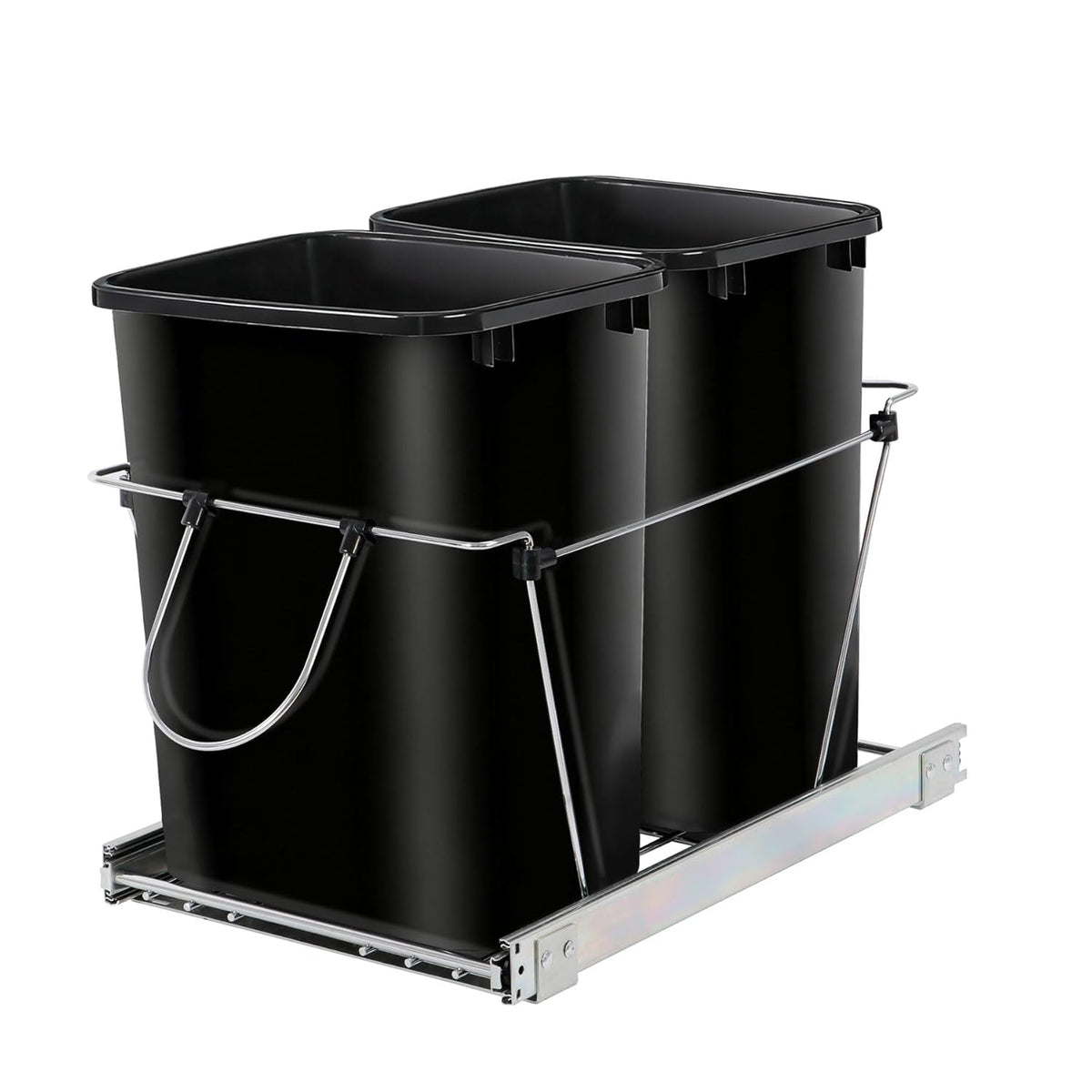 SUPER DEAL Double 35-Quart Pull Out Trash Can Under Cabinets Under Sink Garbage Sliding Waste Bin