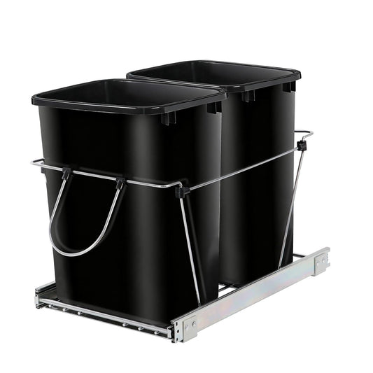 SUPER DEAL Double 35-Quart Pull Out Trash Can Under Cabinets Under Sink Garbage Sliding Waste Bin
