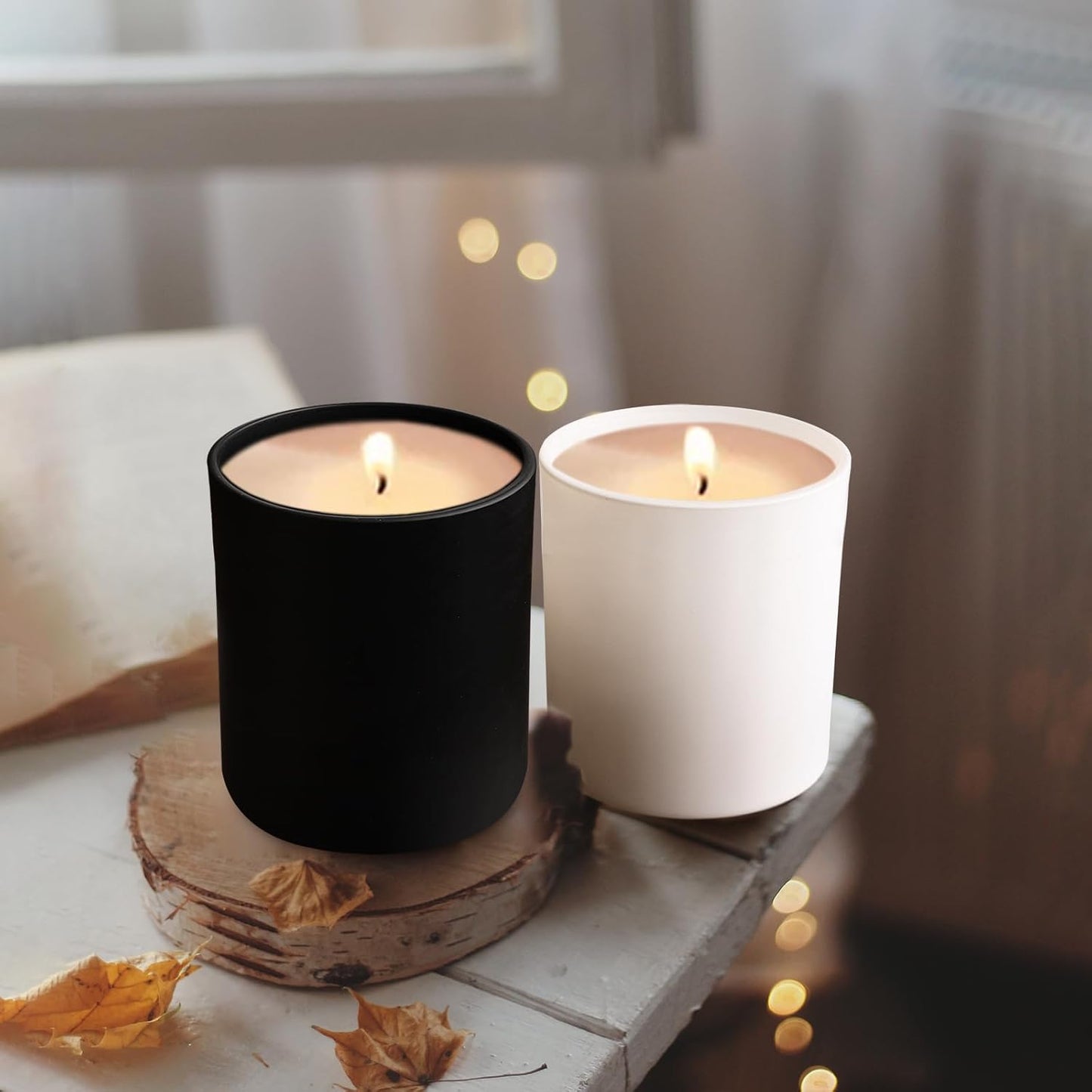 14 OZ Thick Candle Jars for Making Candles 12 Pcs, 3 Wick Empty Jars with Wood Lids for Candle