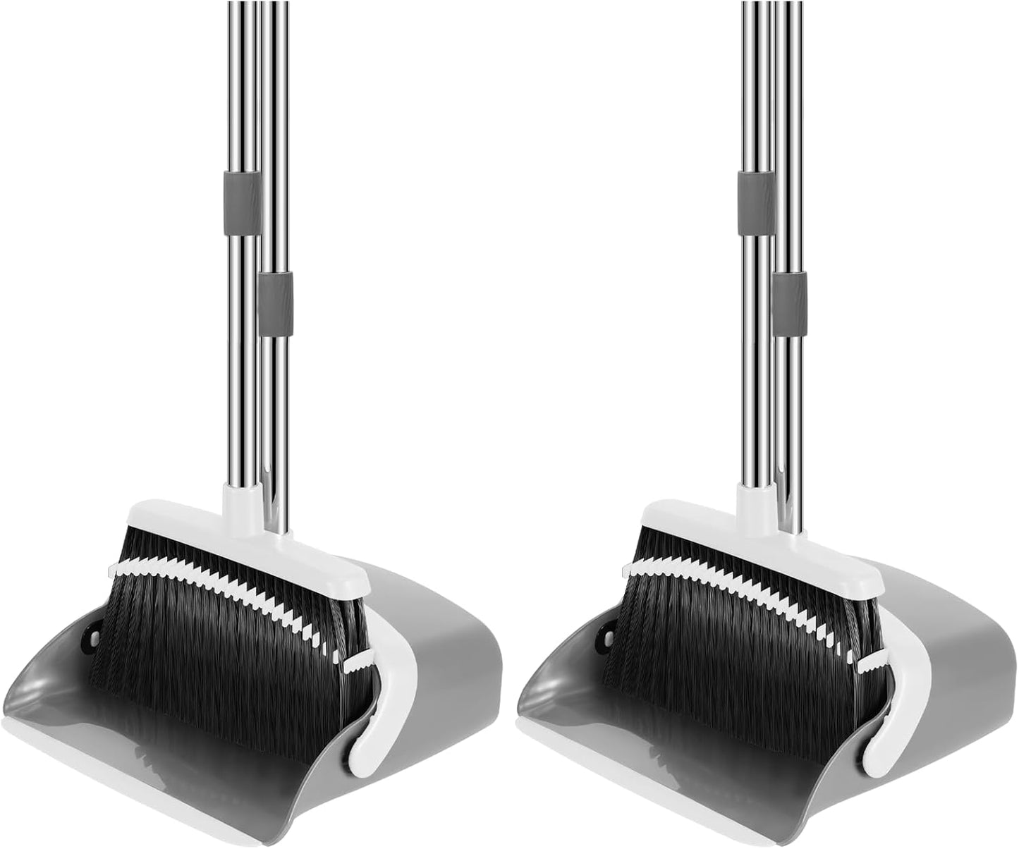 NACENA Broom and Dustpan Set, 52-in Long Adjustable Handle Broom Dustpan Combo with Dustpan Teeth
