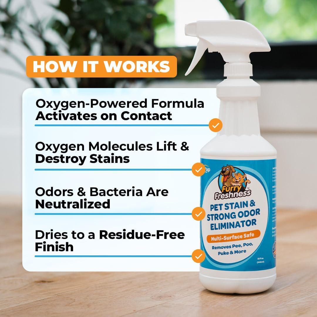 FurryFreshness Extra Strength Cat or Dog Pee Stain & Permanent Odor Remover + Smell Eliminator