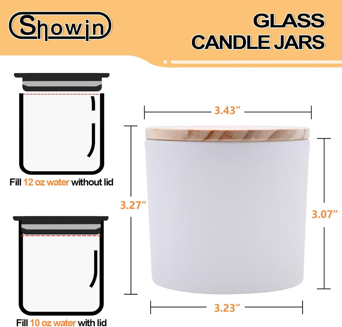 12 OZ Thick Candle Jars for Making Candles 12 Pcs, Empty Jars with Wood Lids for Spice Jars, Sample