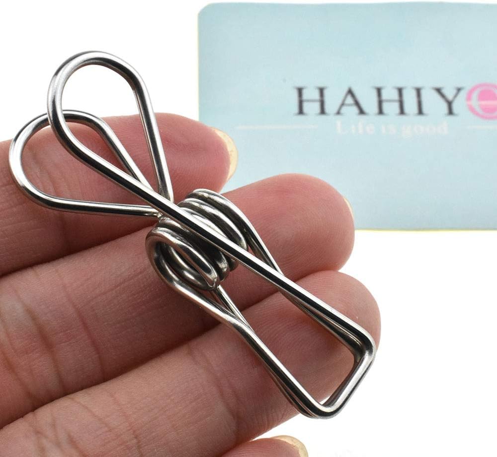 HAHIYO Clothespins Chip Clips All Metal Stainless Steel No Rust Stains Strong Grip in Heavy Wind 2