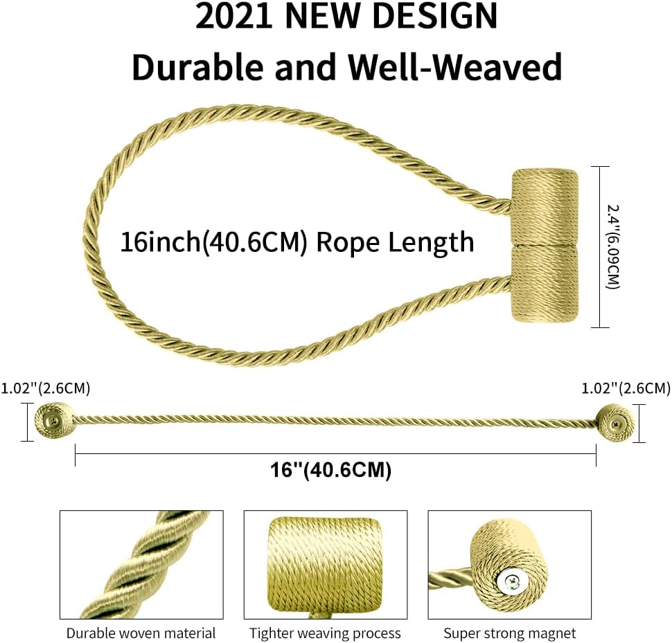 18 Inch Strong Magnetic Curtain Tiebacks, Curtain Holdbacks Modern Upgrade Strong 2021 New Twisted