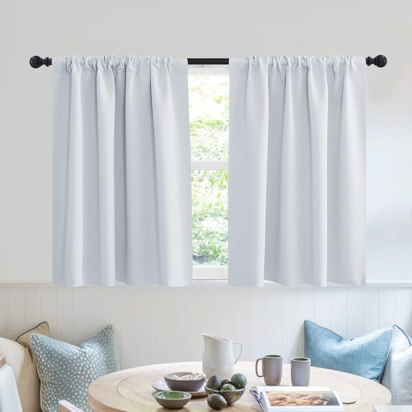 RYB HOME Short Curtains 2 Panels Set, Room Darkening Drapes Cafe Curtains Small Window Treatment