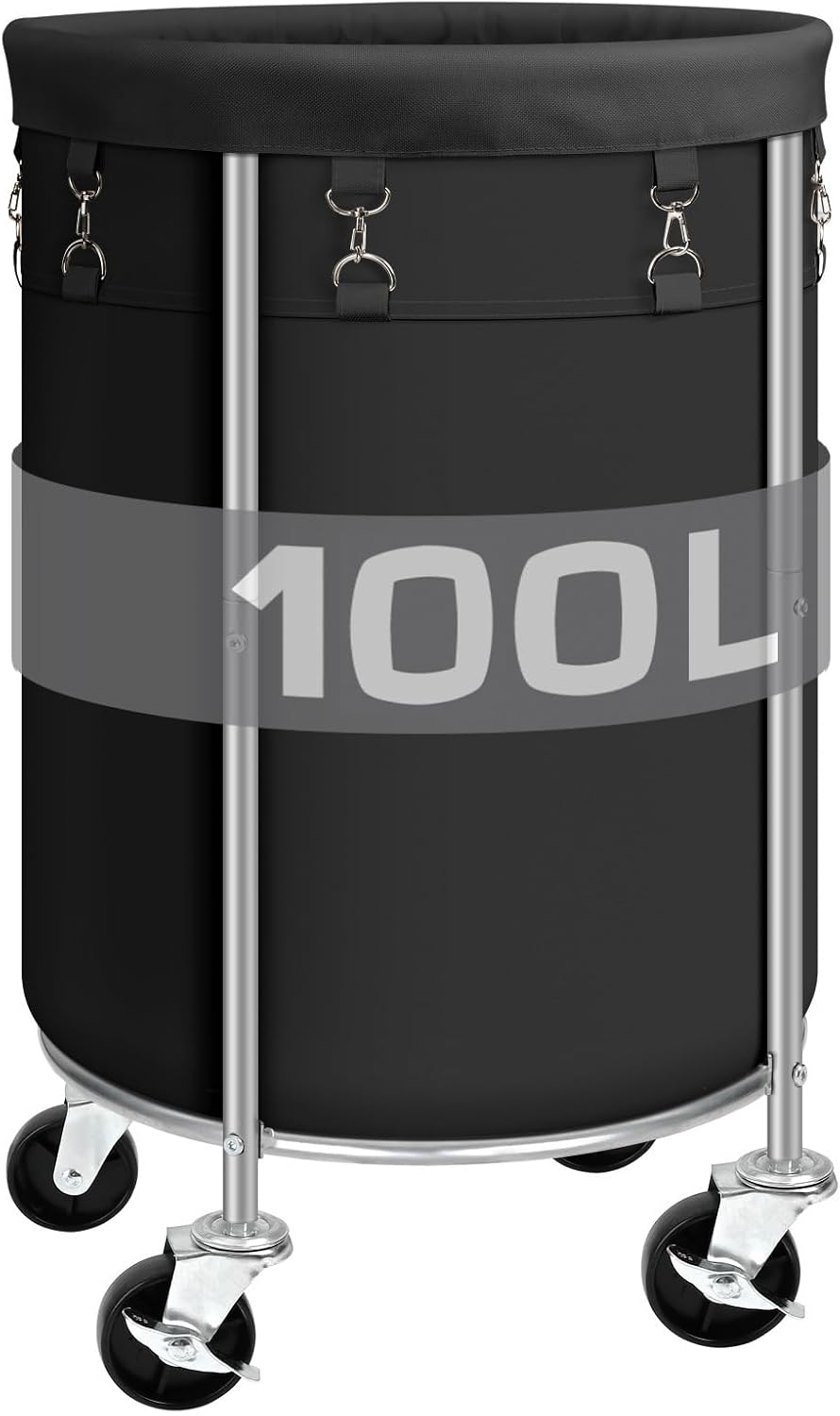 Laundry Hamper with Wheels, 100L Round Rolling Laundry Basket Sorter with Removable Bag, Clothes