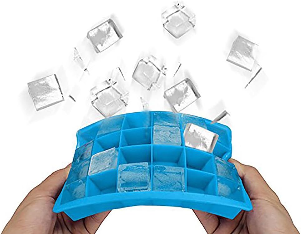 Ice Cube Tray, Silicone Square Ice Trays Easy Release Stackable Ice Cube Mold with Removable Lid