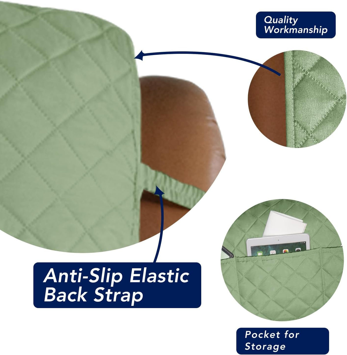 PureFit Reversible Quilted Sofa Cover, Water Resistant Slipcover Furniture Protector, Washable