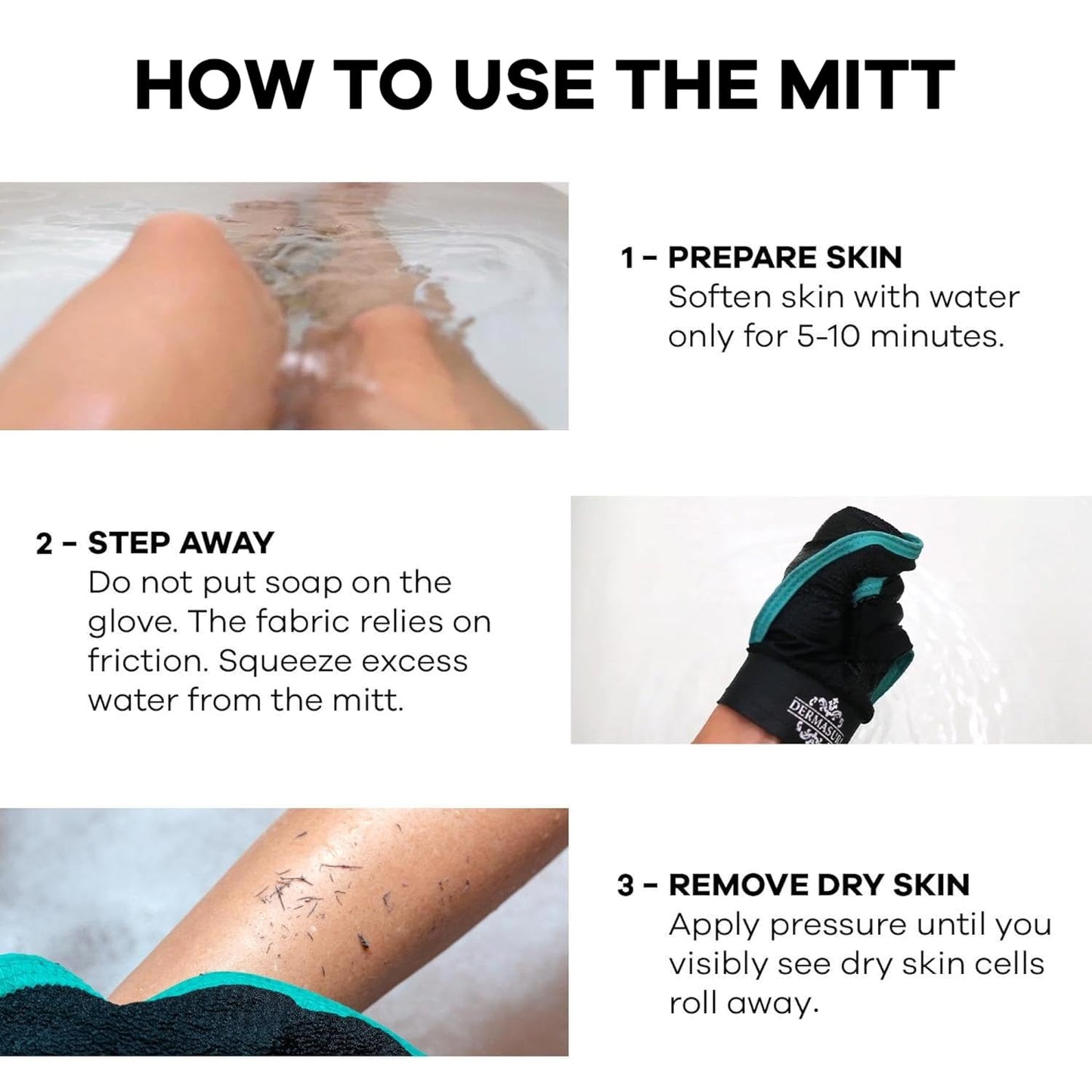 Dermasuri - Deep Exfoliating Glove - Korean Exfoliating Mitt - Body Scrubber for Shower - Buffs Dry