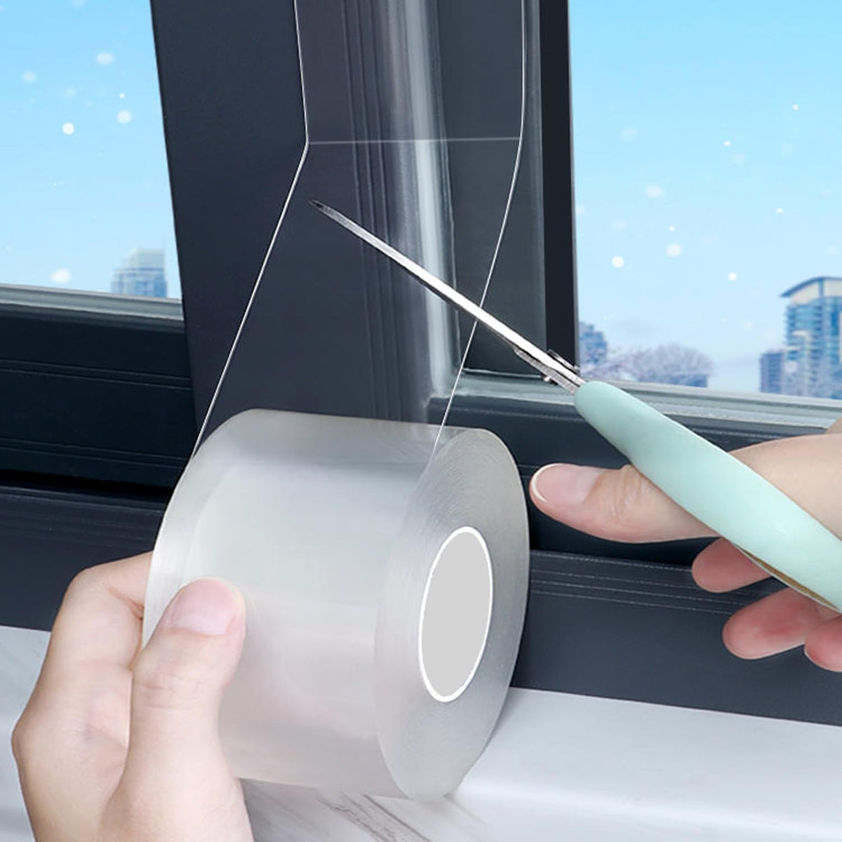 Transparent Window Weather Sealing Tape 2 Inch x 16.5 FT Weather Stripping Residue-Free Clear