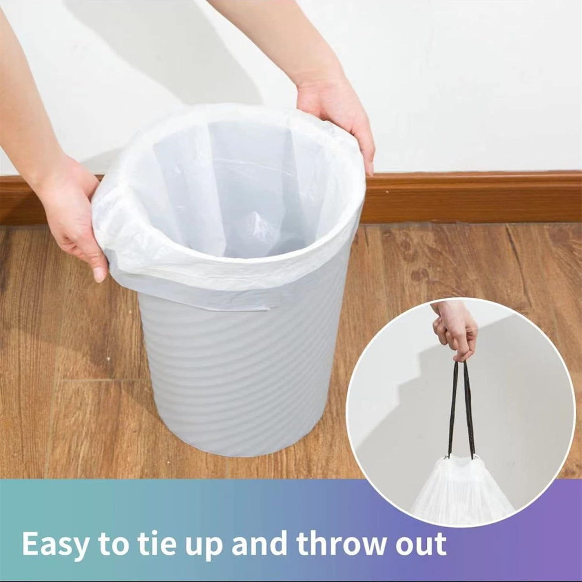 Trash Bags Drawstring Garbage Bags 8 Gallon Thickened Stretchy,Bathroom,Bedroom,Kitchen,Office and
