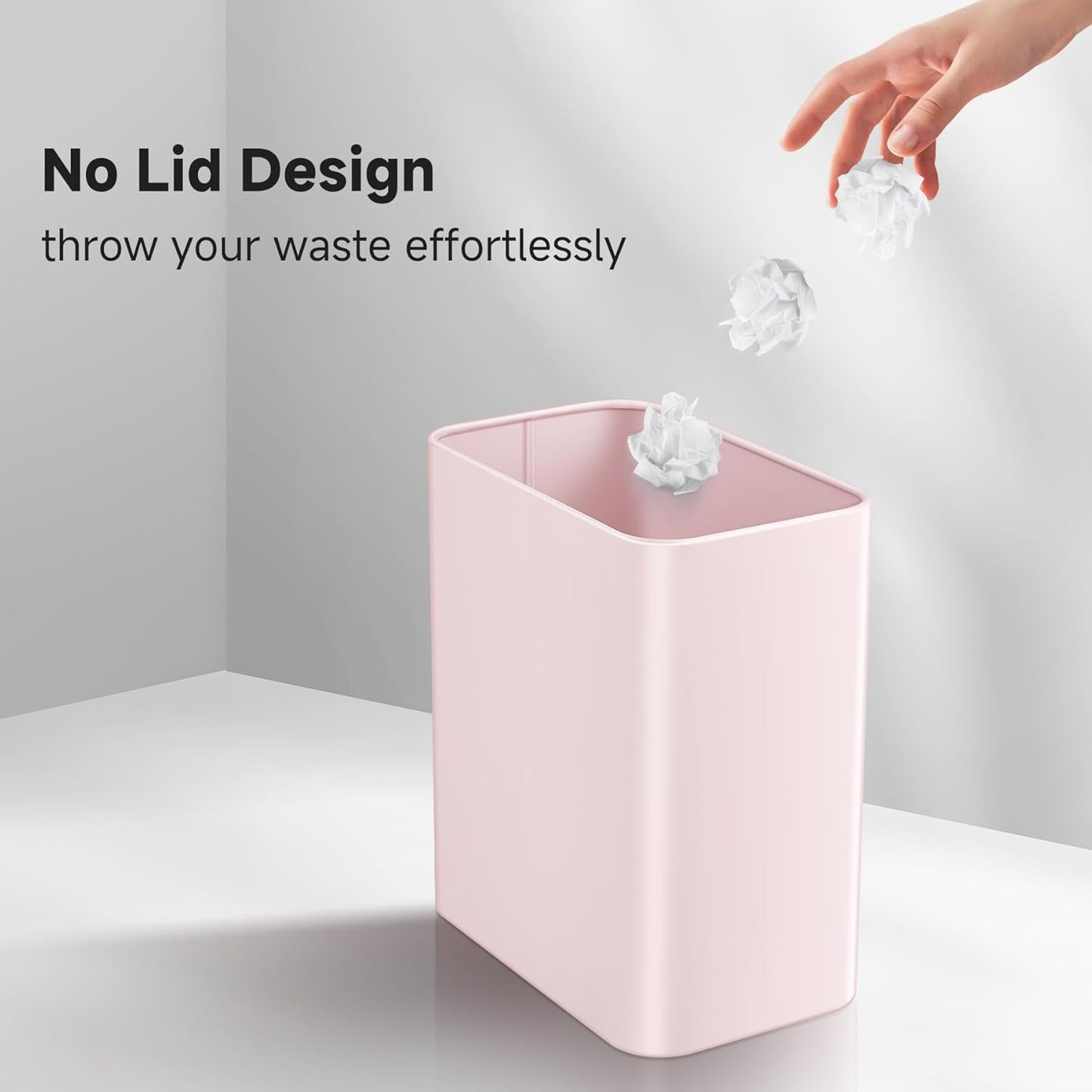 TIPGO Small Metal Trash Can, 2.1 Gallon Slim Trash Can for Bathroom, Wastebasket Garbage Bin for