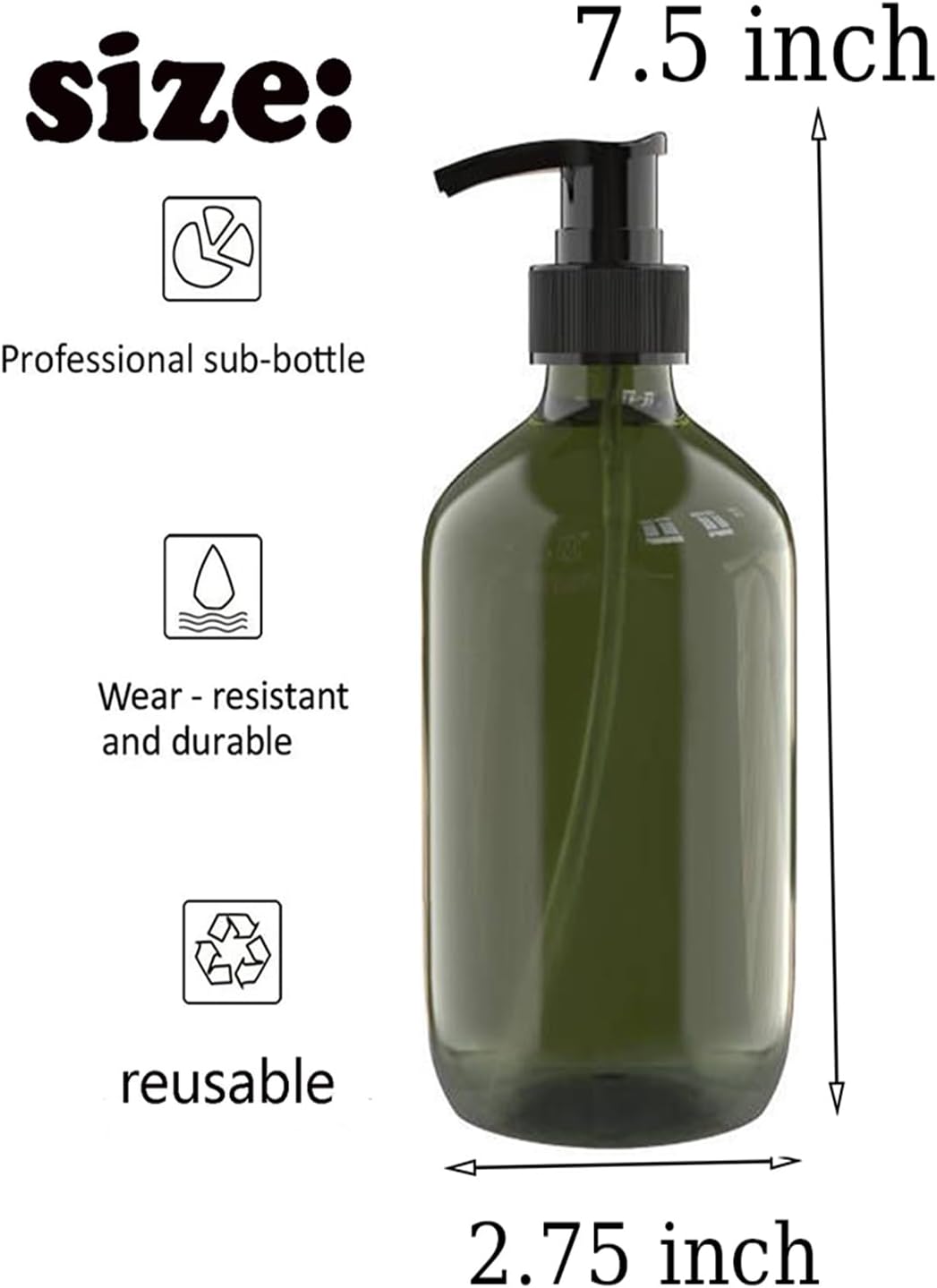 2 PCS 16 OZ Pump Bottle Plastic Pump Lotion Dispenser Empty Bottles Refillable Plastic Containers