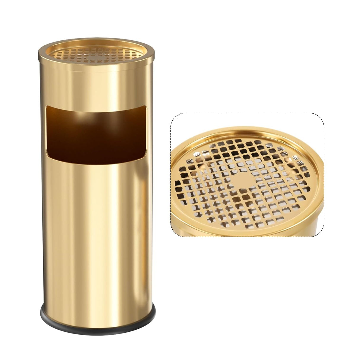 Trash Can Outdoor Waste Container Round Stainless Steel Trash Can with Removable Inner Bucket for