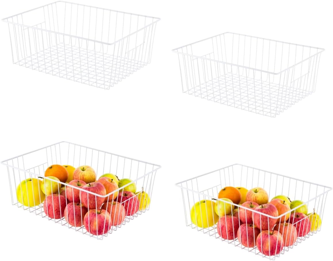 Freezer Organizer Bins, Upright Freezer Baskets for 16, 17, 21 cu.ft Standup Freezer, Wire Storage
