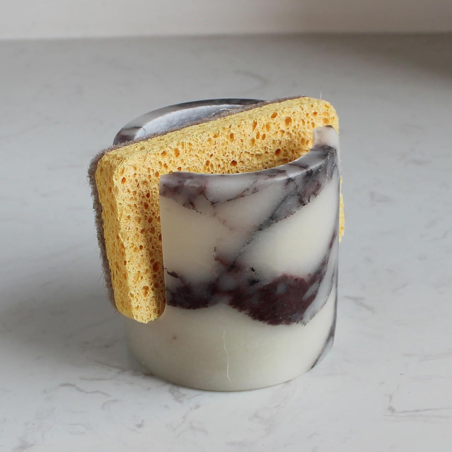 Natural Calacatta Viola Marble Sponge Holder for Kitchen Counter, Drying Rack, Sponge Caddy for