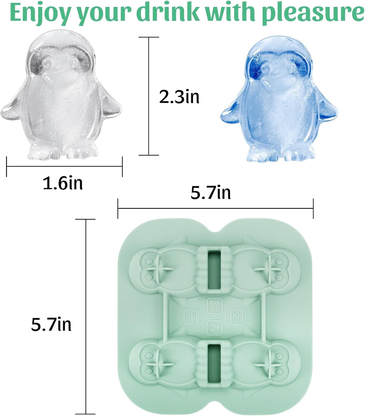 Silicone Ice Cube Tray,Penguin 3D Large Ice Cube Molds for Whiskey,Cocktails,Wine,Juice and