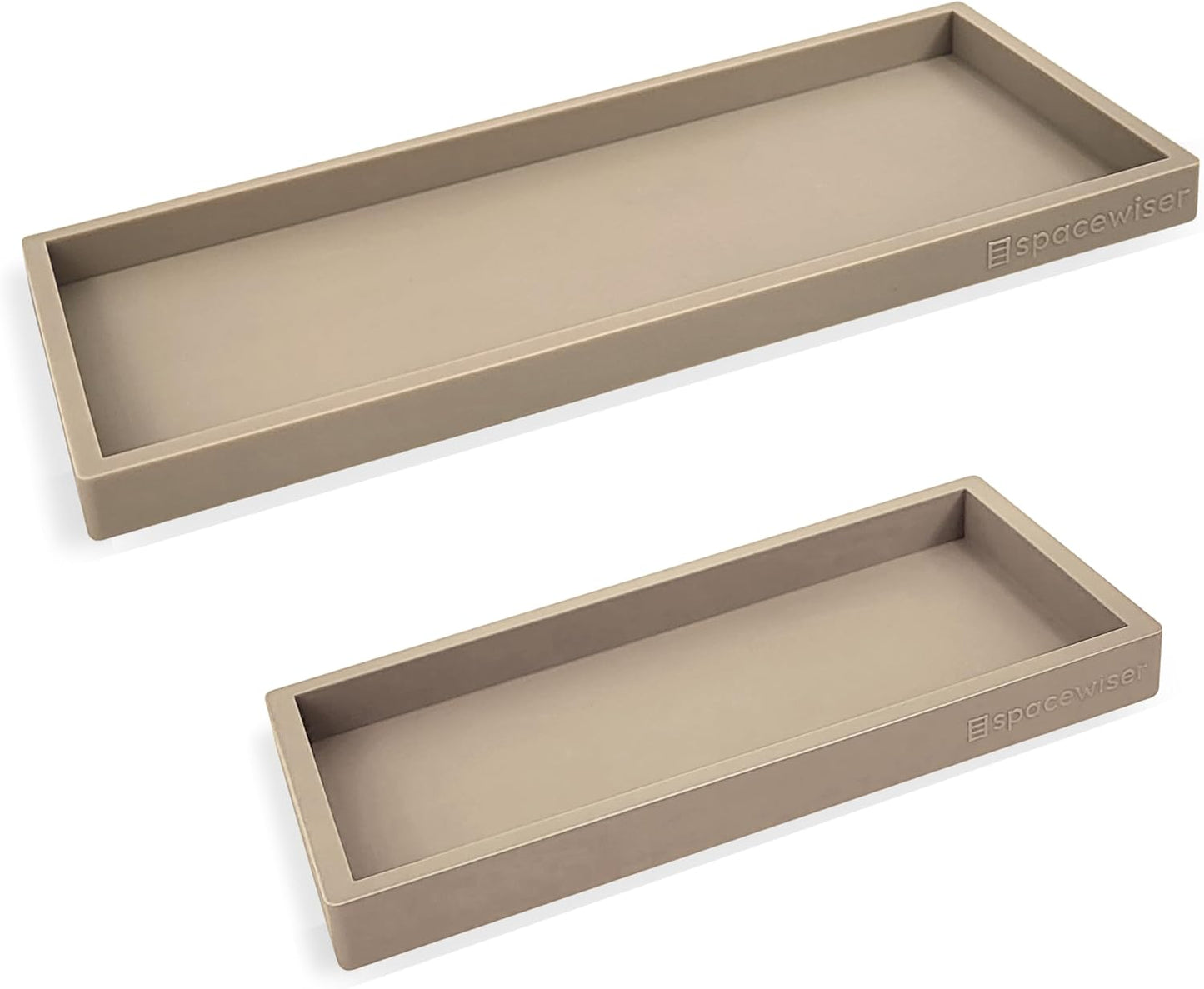 Countertop and Vanity Tray - 2 PC (11” and 7”) Shatterproof Silicone Kitchen and Bathroom Trays for