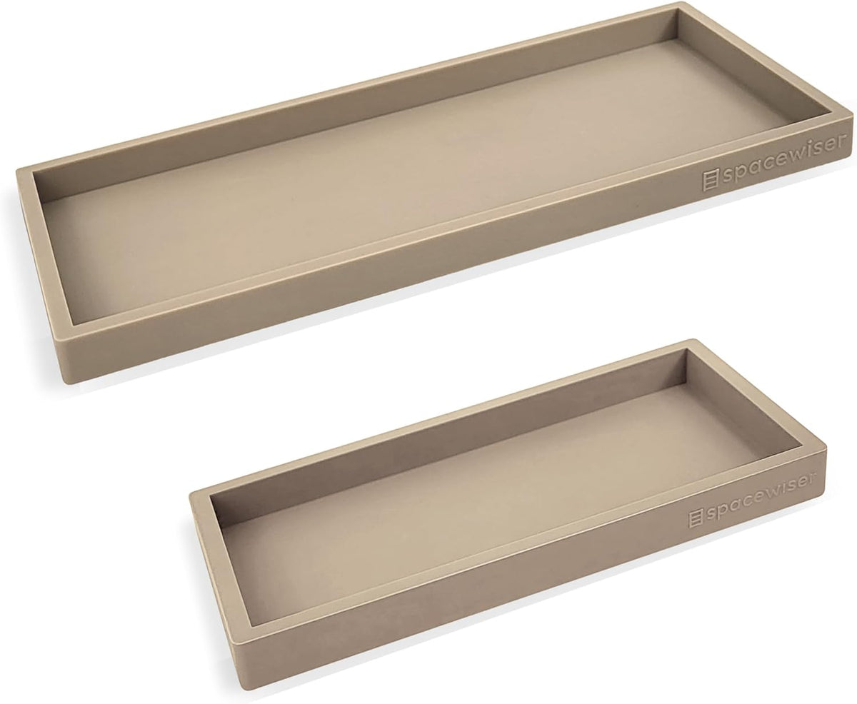 Countertop and Vanity Tray - 2 PC (11” and 7”) Shatterproof Silicone Kitchen and Bathroom Trays for