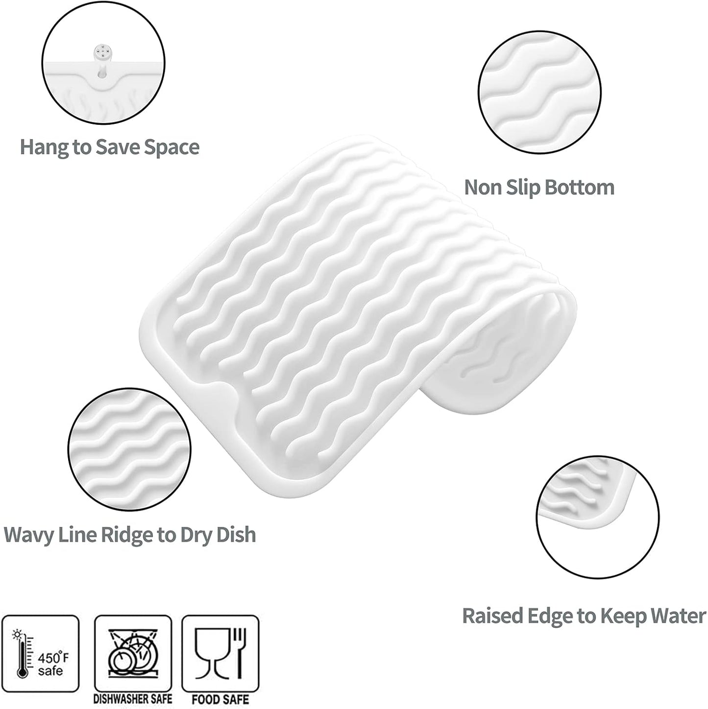 Silicone Dish Drying Mat for Multiple Usage,Easy clean,Eco-friendly,Heat-resistant Silicone Mat for