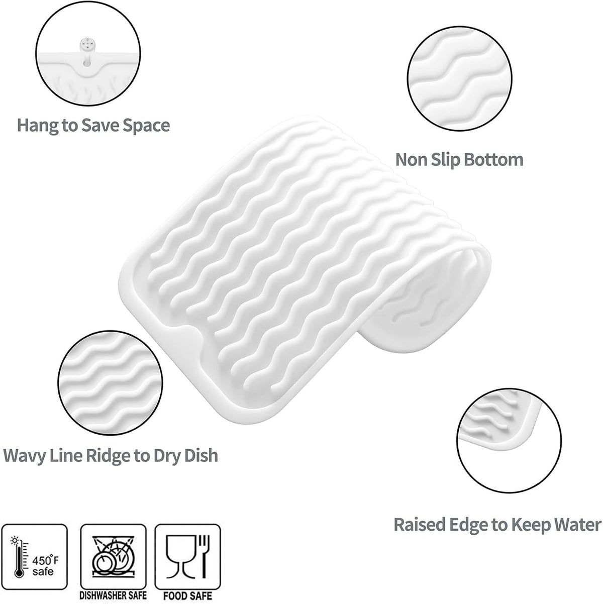 Silicone Dish Drying Mat for Multiple Usage,Easy clean,Eco-friendly,Heat-resistant Silicone Mat for