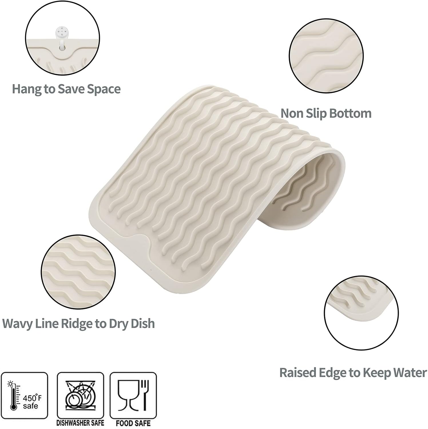 Silicone Dish Drying Mat for Multiple Usage,Easy clean,Eco-friendly,Heat-resistant Silicone Mat for