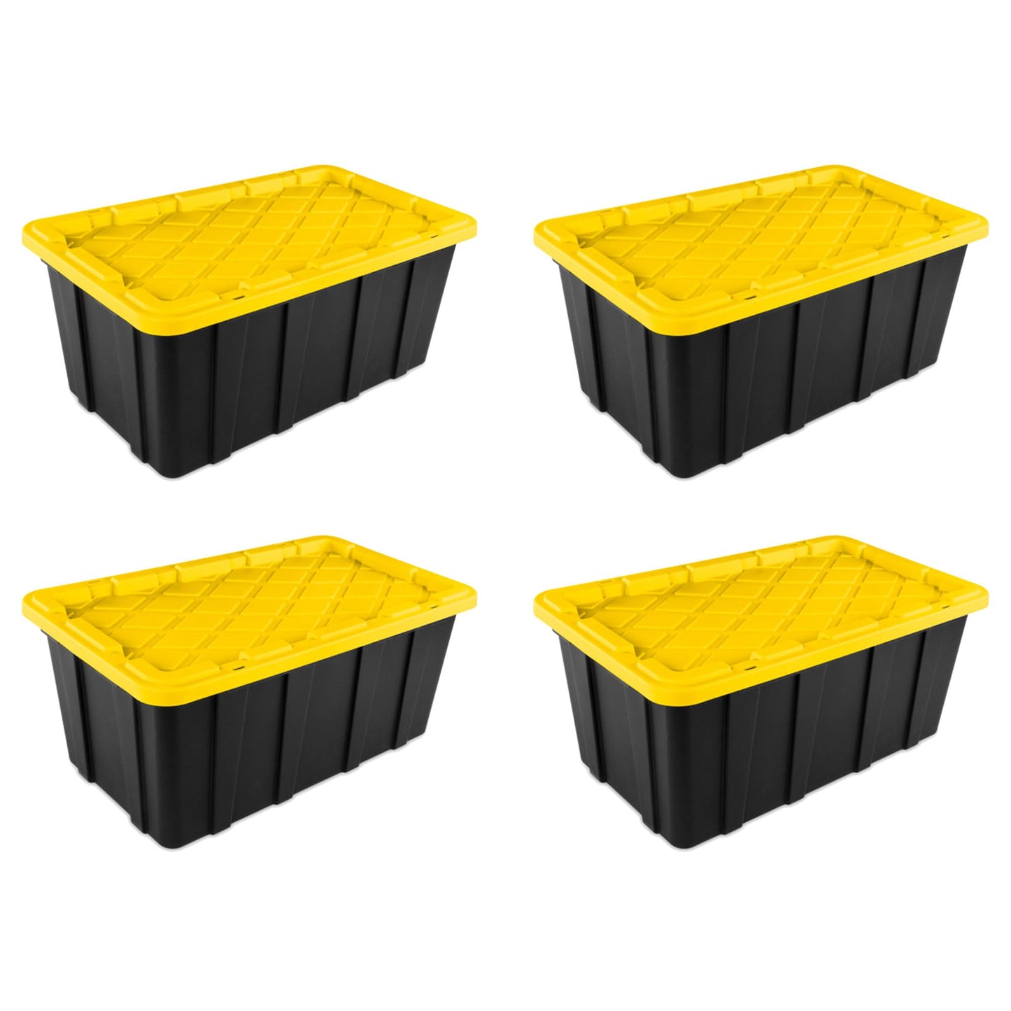 Sterilite 4-Pack Industrial Tote, Plastic Storage Container Bins with Lids, 38 Gallon - Heavy-Duty