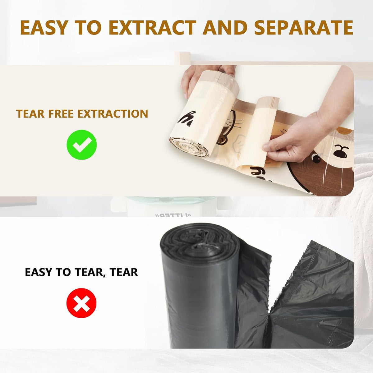 VOK 4 Gallon Trash Bags with Otters Printed, Drawstring Small Garbage Bags, Tear-Resistant &